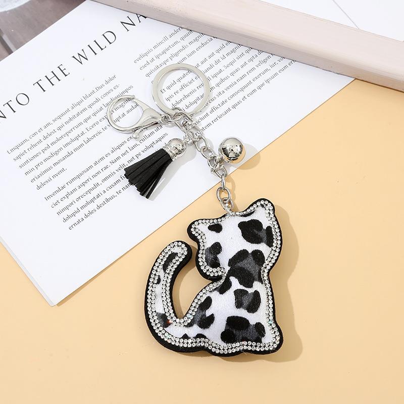Wholesale Bell Hot Diamond Three-dimensional Velvet Cat Keychains